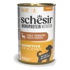 Pâtée chien adulte Schesir Monoprotein Hip & Joint cerf, boîte 400 g