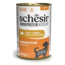 Pâtée chien adulte Schesir Monoprotein dinde, boîte 400 g