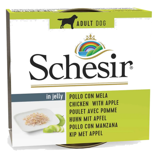 Pâtée chien adulte Schesir poulet à la pomme en gelée, 150 g
