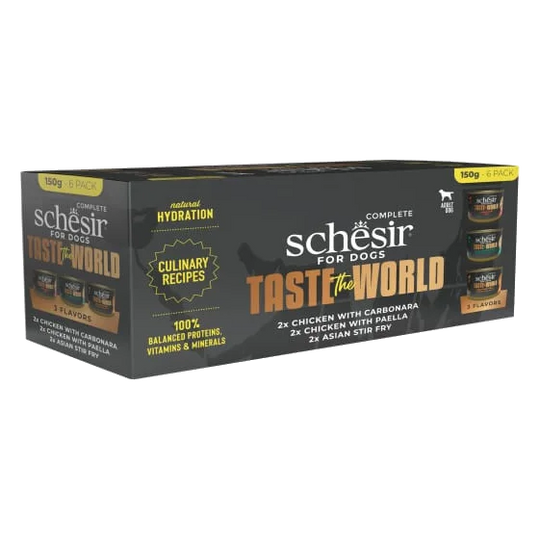 Pâtée chien adulte Schesir Taste the World, pack varié 6 × 150 g