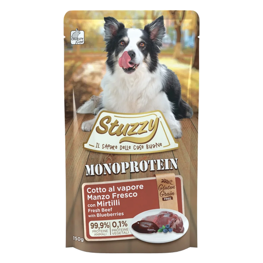 Pâtée chien Stuzzy Monoprotein bœuf et myrtilles, 150 g