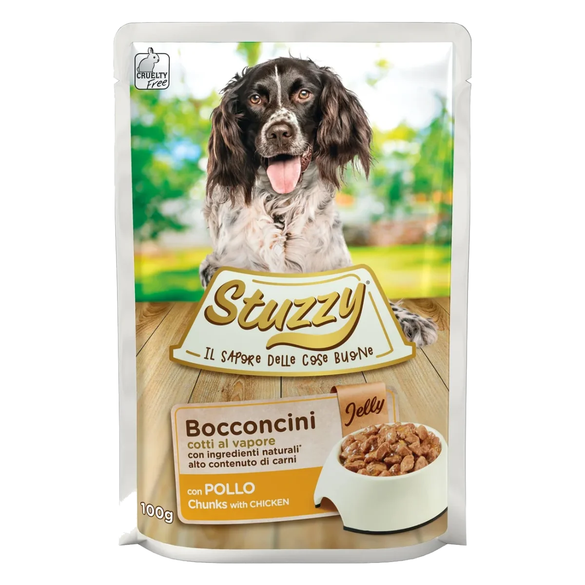 Pâtée chien adulte Stuzzy poulet en gelée, sachet 100 g