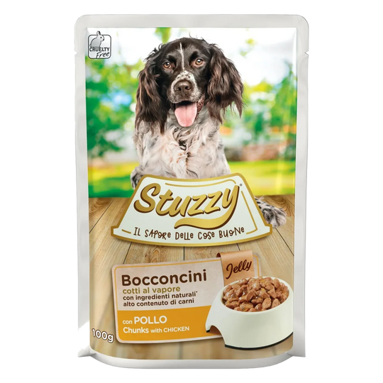 Pâtée chien adulte Stuzzy poulet en gelée, sachet 100 g