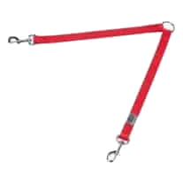 Laisse double chien rouge, 2 x 40 cm