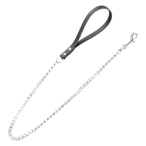 Laisse métallique pour chien avec poignée en cuir, 4 mm × 80 cm