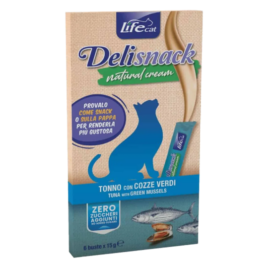 Crème Life Cat thon et moules pour chat, 6 × 15 g