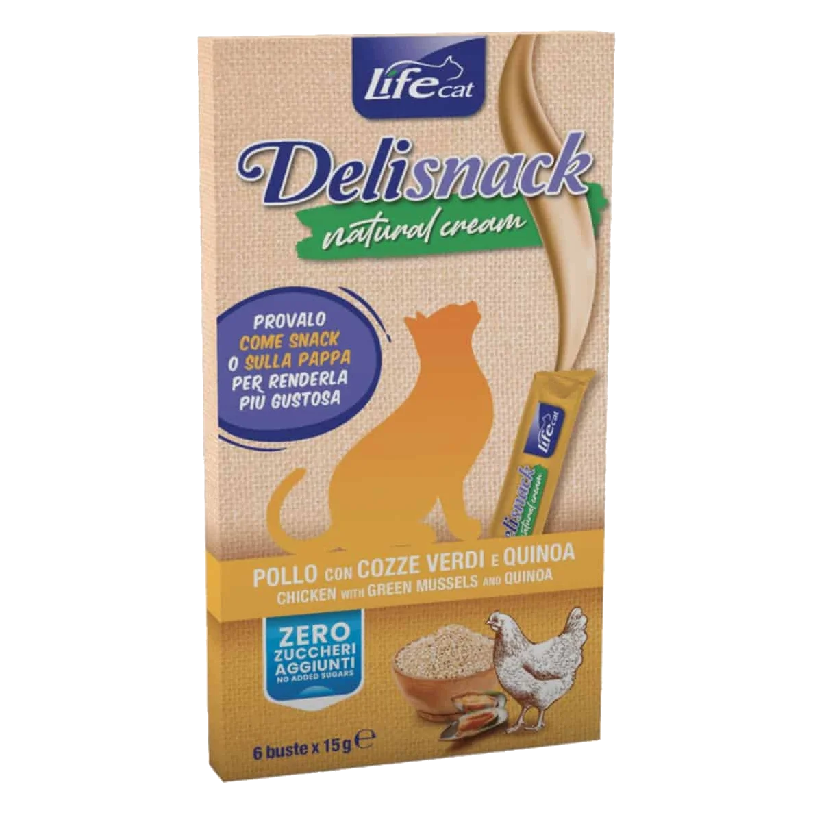 Crème Life Cat poulet et quinoa pour chat, 6 × 15 g