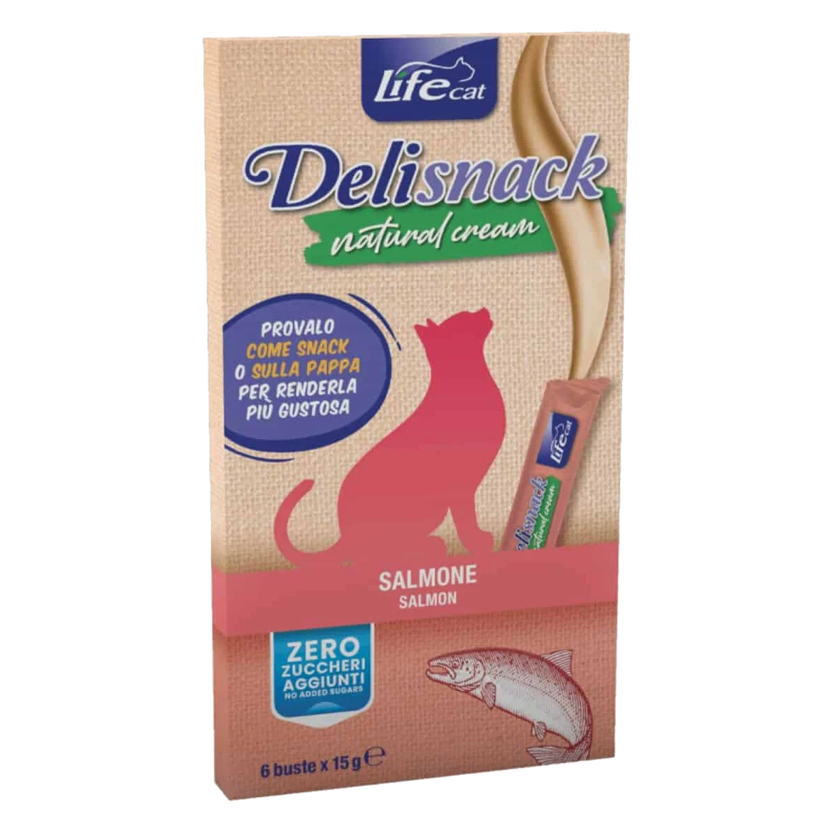 Crème Life Cat saumon pour chat, 6 × 15 g