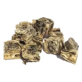 Cubes de peau de poisson pour chien, sachet de 1 kg