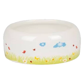 Gamelle Kiki ronde en céramique blanche pour rongeurs, 11,5 × 11,5 × 4,5 cm