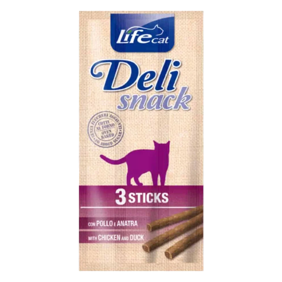 Bâtonnets Life Cat Deli Snack poulet et canard, 3 × 5 g