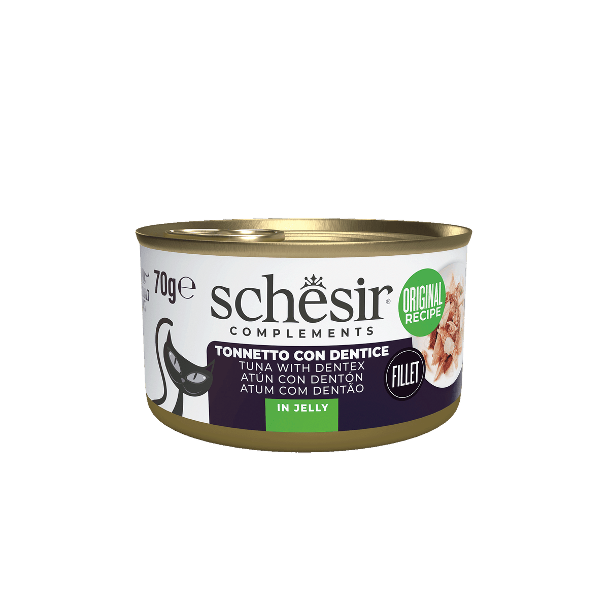 Pâtée chat Schesir thon avec denté, boîte 70 g