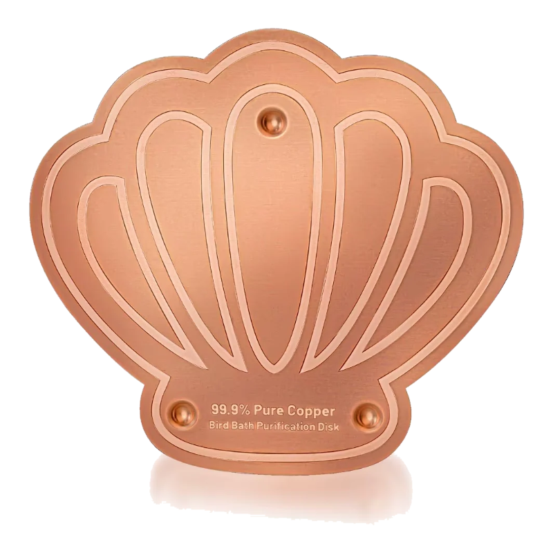 Disque en cuivre pour bain d'oiseaux en forme de coquillage