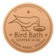 Disque en cuivre rond clair pour bain d'oiseaux avec oiseau gravé