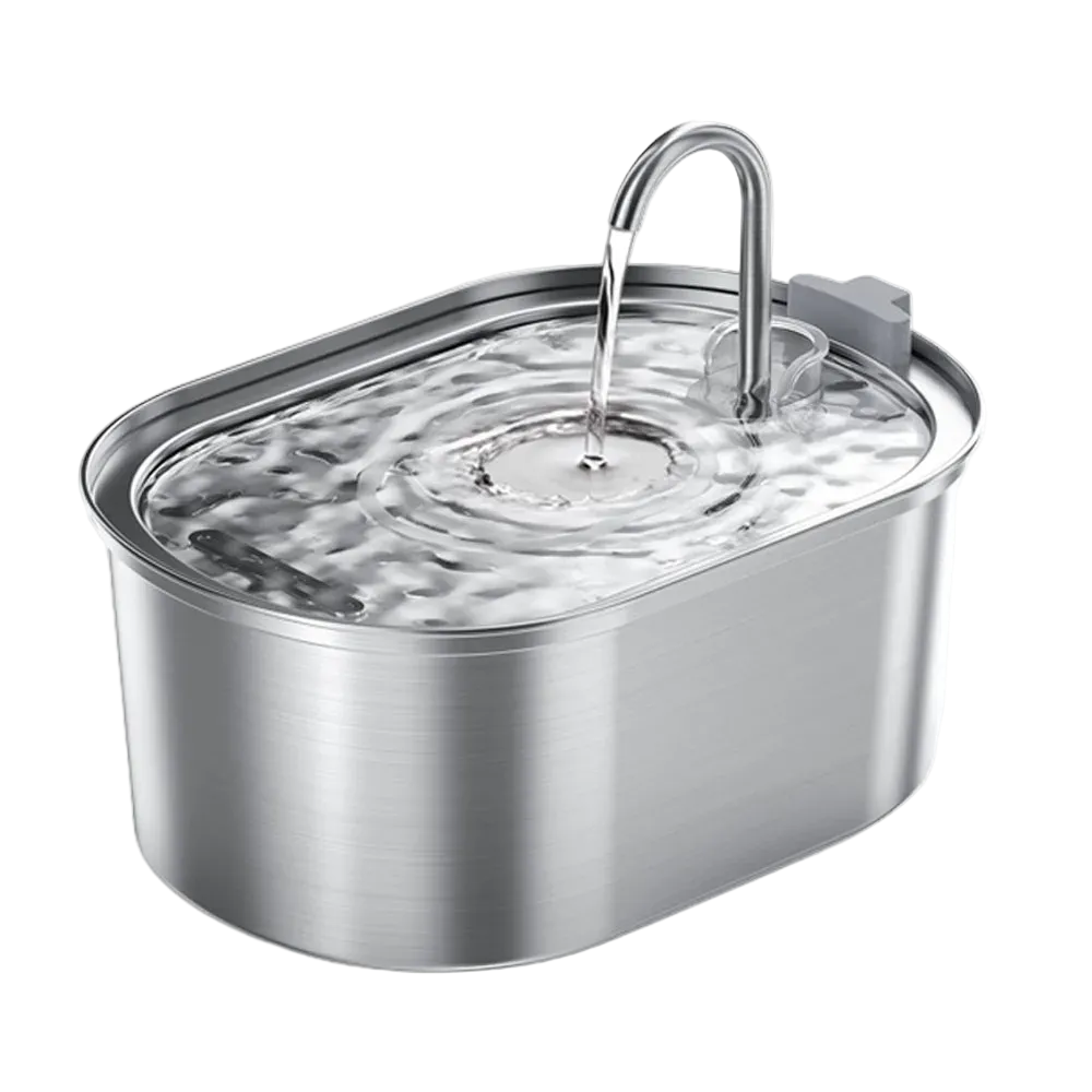 Fuente de agua de acero inoxidable de 2,2 L con grifo para gatos y perros - ZONLIDOOG