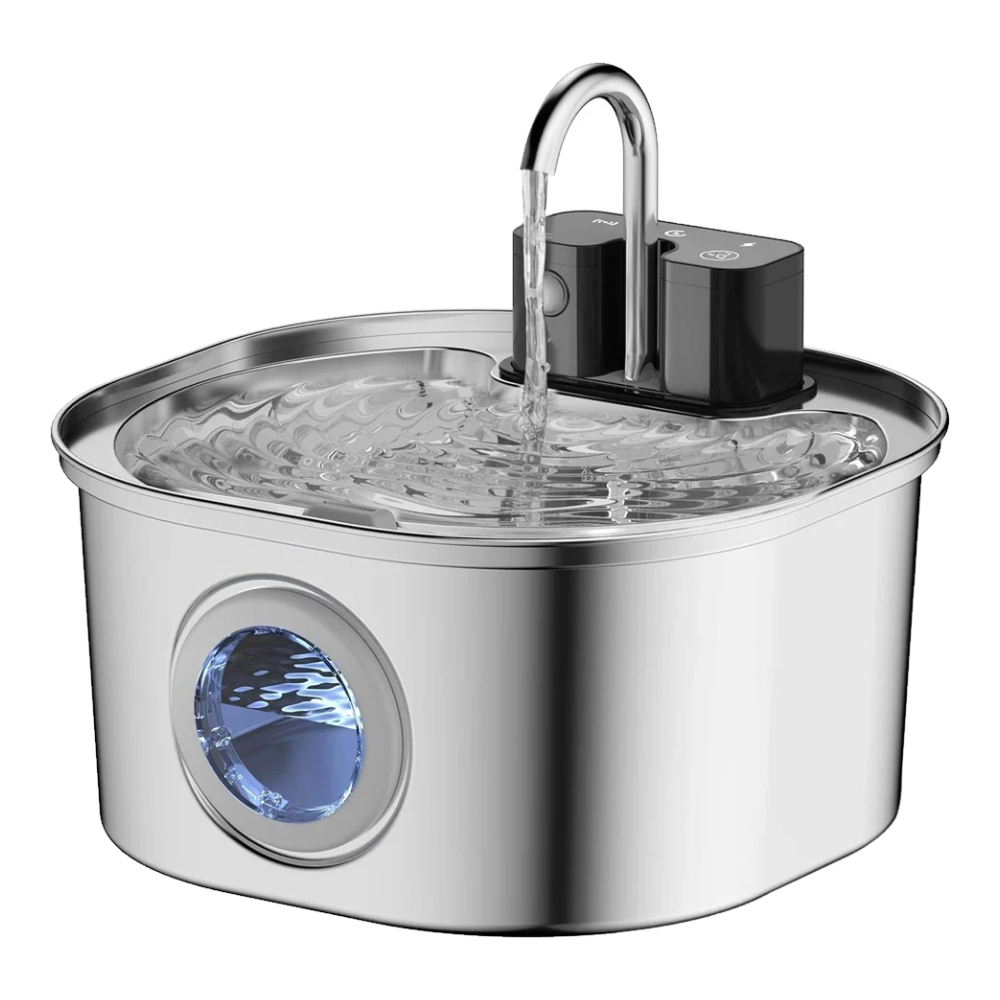 Fontaine à eau chat sans fil en inox 3,2 L avec robinet
