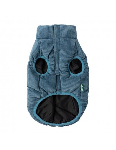 Manteau matelassé pour chien FuzzYard Mosman bleu délavé, col en velours