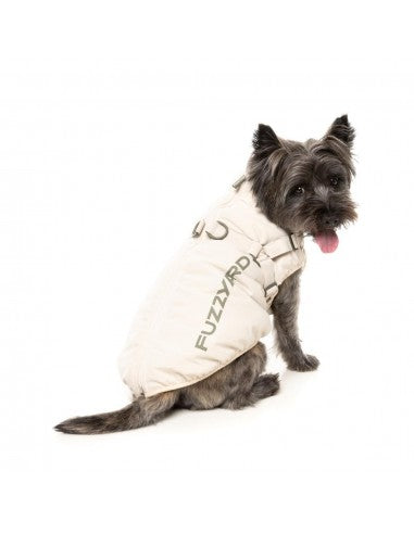 Doudoune pour chien avec harnais FuzzYard Horizon beige