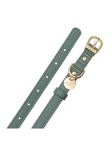 Collier chien en cuir végan FuzzYard Atelier Myrtle Green (taille S)