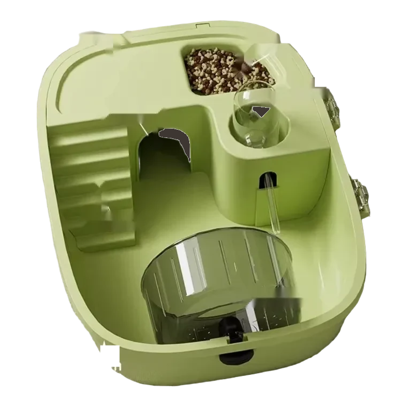 Cage compacte pour hamster verte avec zones intégrées et roue silencieuse
