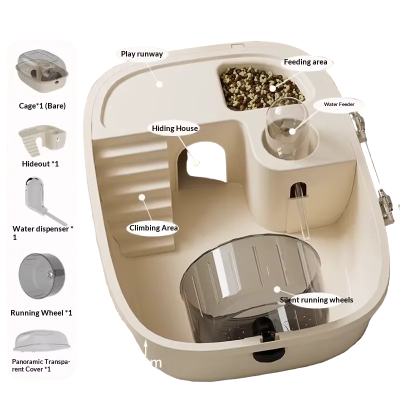 Hábitat compacto con zonas integradas y tapa panorámica para hámster - ZONLIDOOG