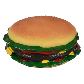 Jouet chien hamburger géant en vinyle, 15 cm