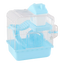 Cage hamster bleue à 2 niveaux avec roue, échelle et biberon, vue latérale