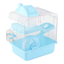 Cage hamster bleue à 2 niveaux avec bac haut amovible