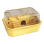 Cage hamster anti-morsure jaune avec couvercle rabattable transparent