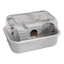 Cage hamster anti-morsure grise avec couvercle rabattable transparent