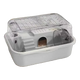 Cage hamster anti-morsure grise avec couvercle rabattable transparent