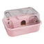 Cage hamster anti-morsure rose avec couvercle rabattable transparent