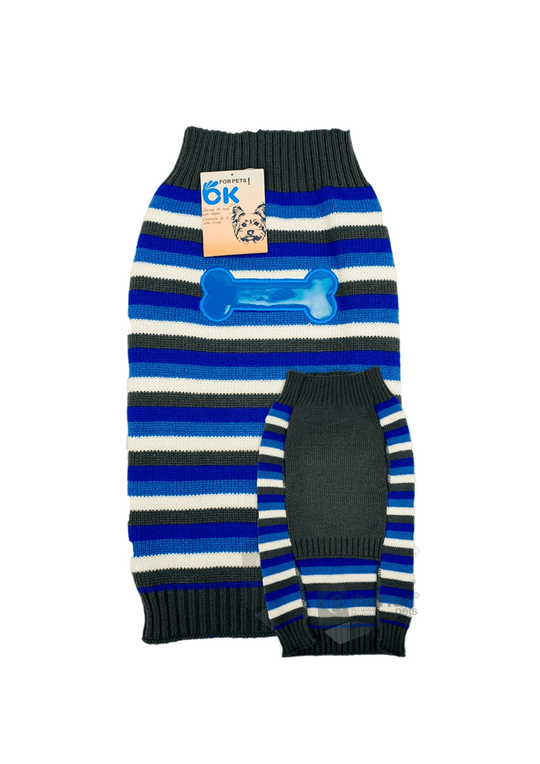 Pull tricoté pour chien à rayures os