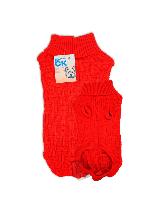 Pull tricoté rouge pour chien