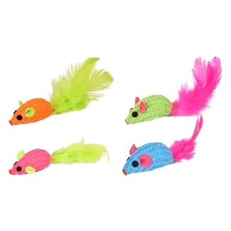 Souris jouet Vera pour chat avec présentoir, 2,5 × 10 × 2 cm