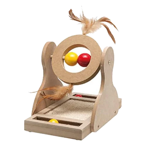 Jouet griffoir culbuto en bois pour chat