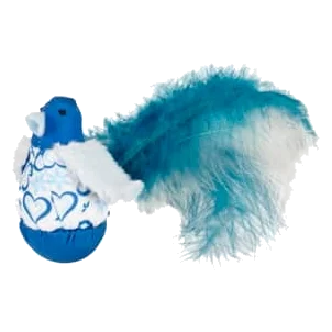 Oiseau bleu avec plumes et herbe à chat