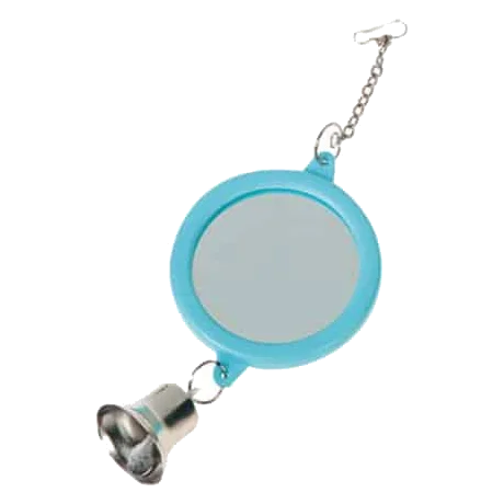 Miroir rond avec clochette pour perruches