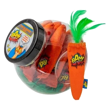 Jouets à l'herbe à chat BAM! Carotte (lot de 20)