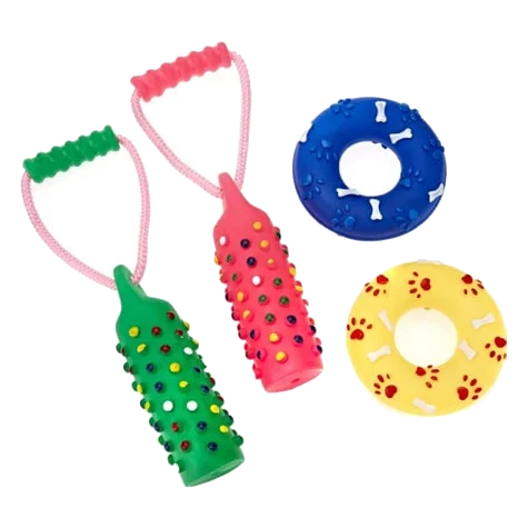 Jouets interactifs chien Classic Tug & Ring en vinyle, assortis