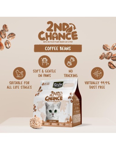 Litière agglomérante pour chat Kit Cat 2nd Chance café 7 L