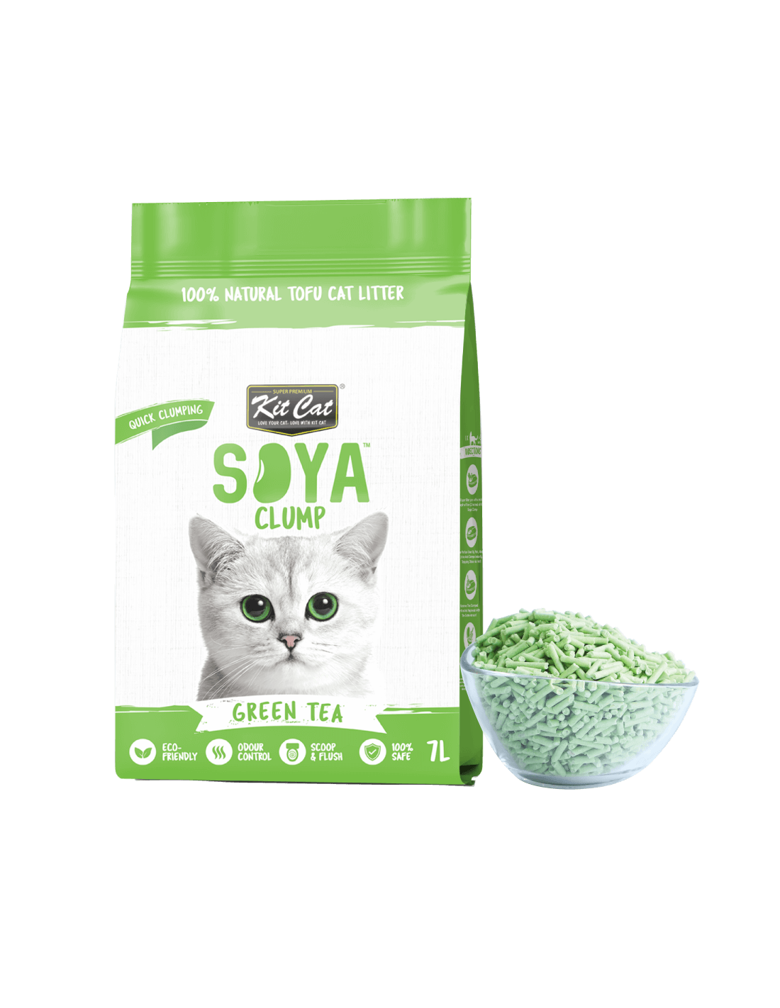 Litière chat Kit Cat Eco thé vert, 7 L (2,5 kg)