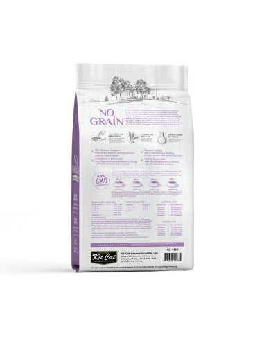 Croquettes pour chat sans céréales Kit Cat No Grain thon et saumon, 10 kg