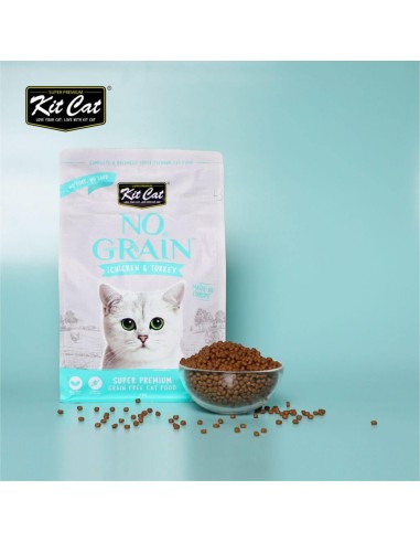 Croquettes pour chat sans céréales Kit Cat No Grain poulet et dinde, 10 kg