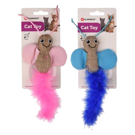Papillons rose et bleu pour chat