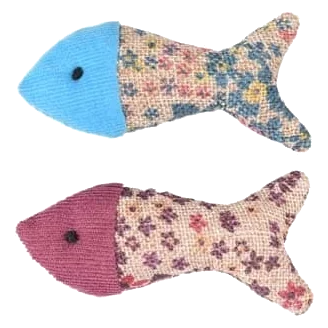 Poissons Marly bleu et violet pour chat, 4 × 9 × 2 cm