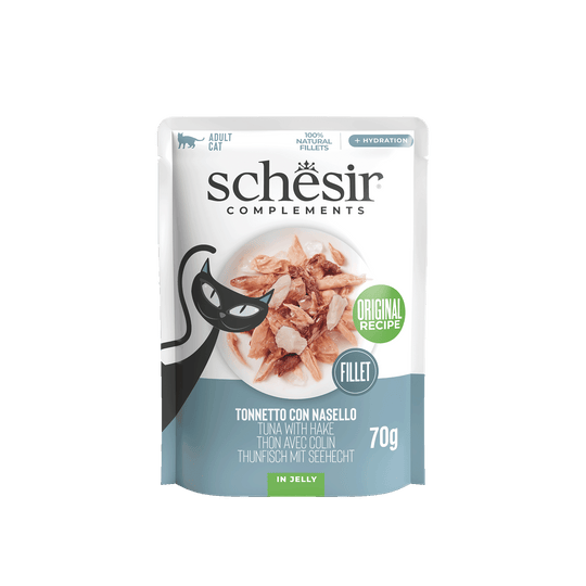 Pâtée chat Schesir thon avec merlu, sachet 70 g
