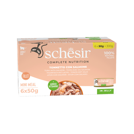 Pâtée chat Schesir thon avec saumon, 6 × 50 g, multipack