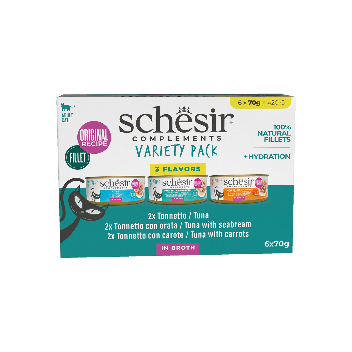 Schesir multipack varié en bouillon pour chat