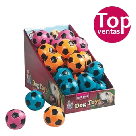 Balle chien grande motif football, 12 cm
